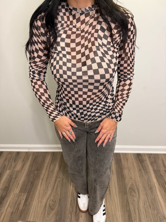 Checkered Mesh Top