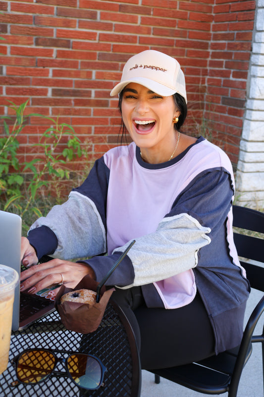 Lavender Color Block Oversized Sweatshirt